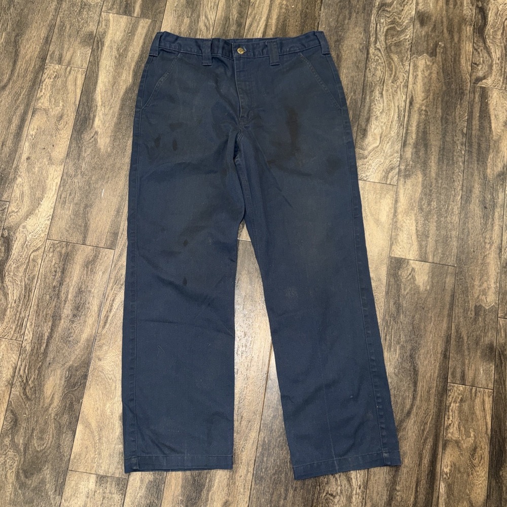 Carhartt Relaxed Fit Straight Leg Work Pants Blended Twill Men's Size 34x30 Navy